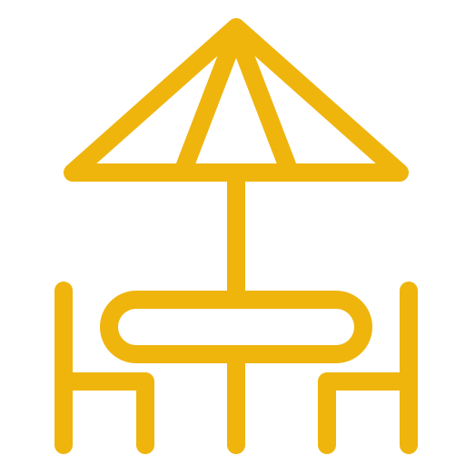 Umbrella and chairs icon